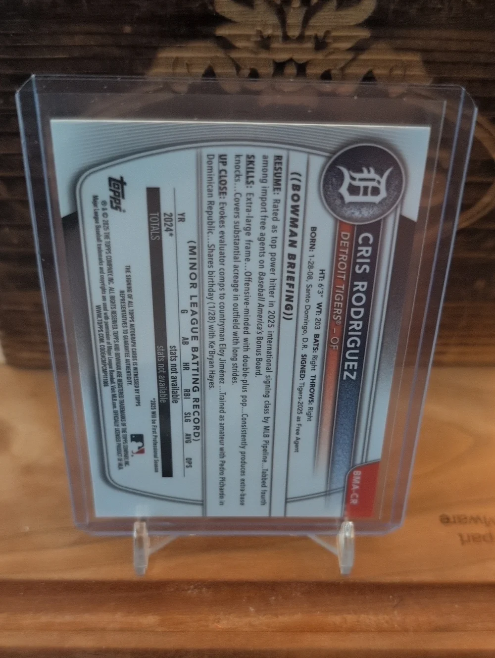 2025 Bowman Chrome Prospect Cris Rodriguez Mojo Refractor #15/25 Rookie Tigers - Picture 4 of 4